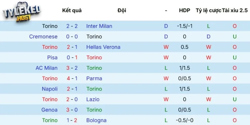 Ấn tượng thể hiện của Torino